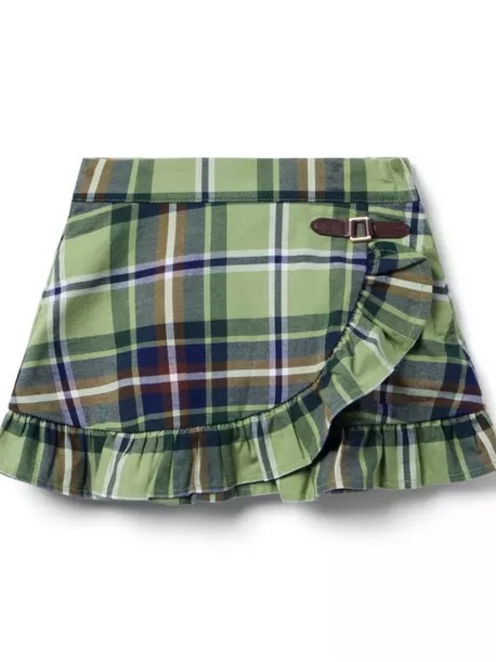Janie and Jack Green Plaid Ruffle Equestrian Plaid Skirt